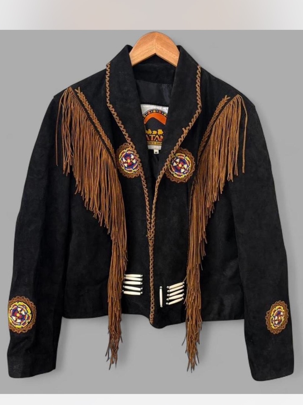 Vintage 80's Tatanka Genuine Suede Leather Fringe Native Jacket Women's Medium